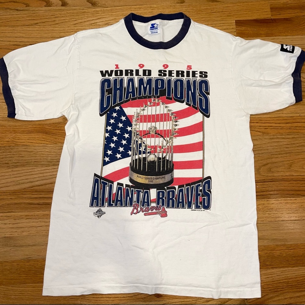 Vintage Atlanta Braves 1995 World Series Champions Shirt M GREAT CONDITION